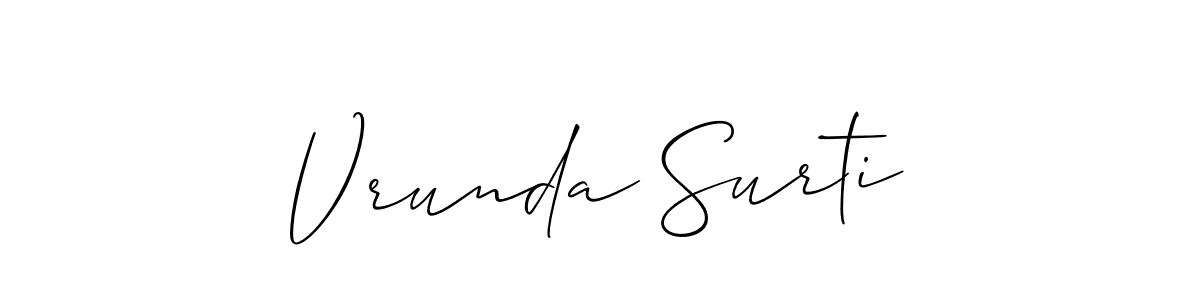 This is the best signature style for the Vrunda Surti name. Also you like these signature font (Allison_Script). Mix name signature. Vrunda Surti signature style 2 images and pictures png