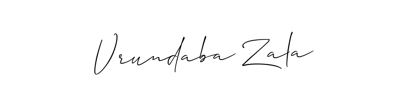 Also we have Vrundaba Zala name is the best signature style. Create professional handwritten signature collection using Allison_Script autograph style. Vrundaba Zala signature style 2 images and pictures png