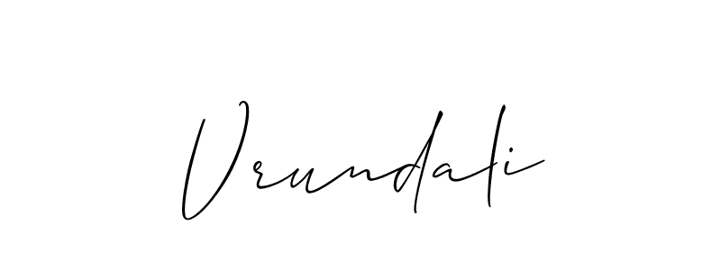 Design your own signature with our free online signature maker. With this signature software, you can create a handwritten (Allison_Script) signature for name Vrundali. Vrundali signature style 2 images and pictures png