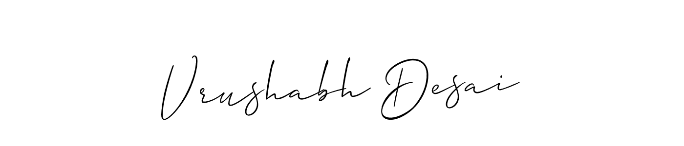 Also we have Vrushabh Desai name is the best signature style. Create professional handwritten signature collection using Allison_Script autograph style. Vrushabh Desai signature style 2 images and pictures png