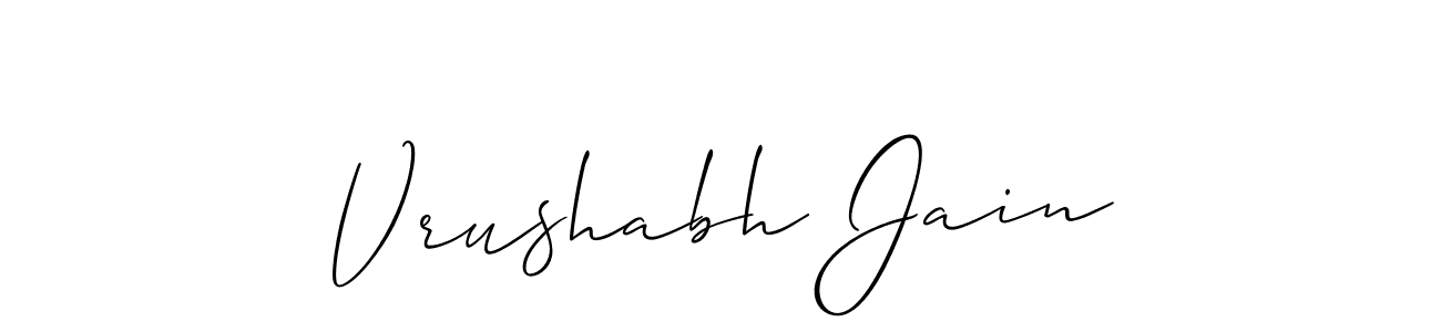 How to make Vrushabh Jain name signature. Use Allison_Script style for creating short signs online. This is the latest handwritten sign. Vrushabh Jain signature style 2 images and pictures png