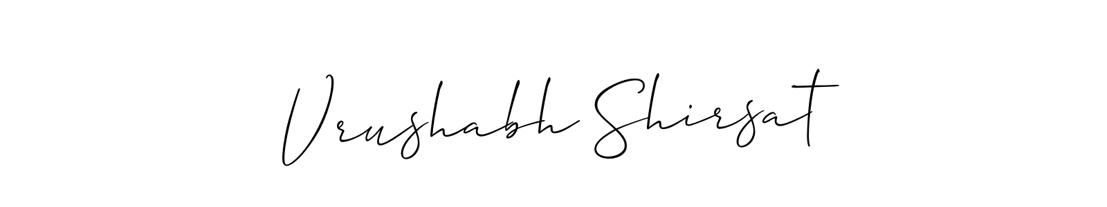 The best way (Allison_Script) to make a short signature is to pick only two or three words in your name. The name Vrushabh Shirsat include a total of six letters. For converting this name. Vrushabh Shirsat signature style 2 images and pictures png