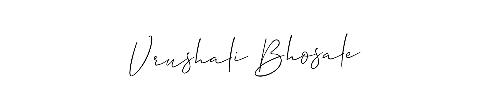 The best way (Allison_Script) to make a short signature is to pick only two or three words in your name. The name Vrushali Bhosale include a total of six letters. For converting this name. Vrushali Bhosale signature style 2 images and pictures png