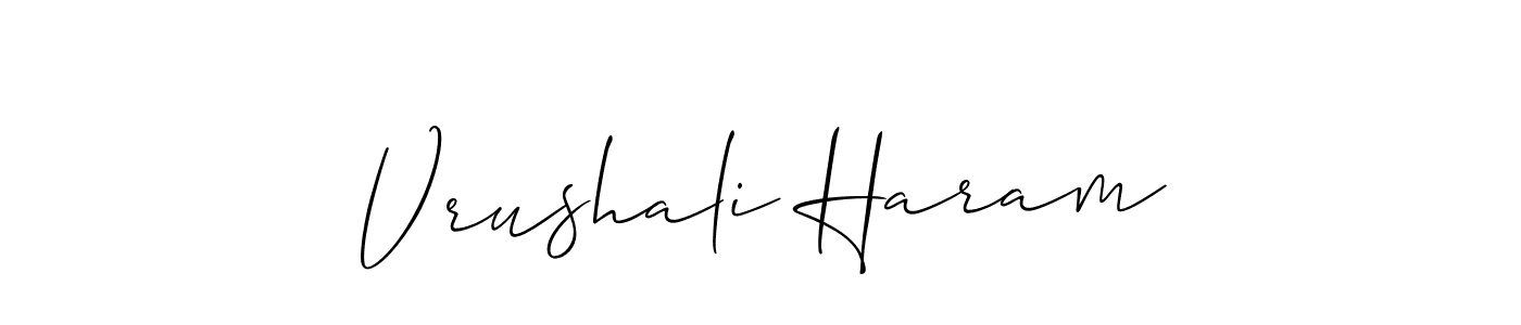 Create a beautiful signature design for name Vrushali Haram. With this signature (Allison_Script) fonts, you can make a handwritten signature for free. Vrushali Haram signature style 2 images and pictures png