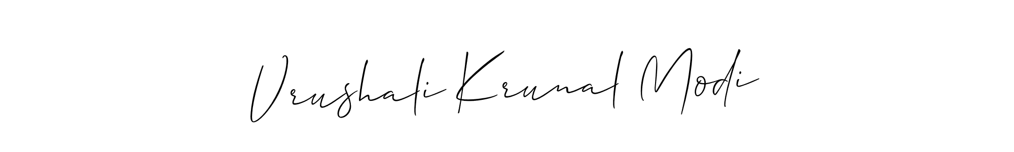 Use a signature maker to create a handwritten signature online. With this signature software, you can design (Allison_Script) your own signature for name Vrushali Krunal Modi. Vrushali Krunal Modi signature style 2 images and pictures png