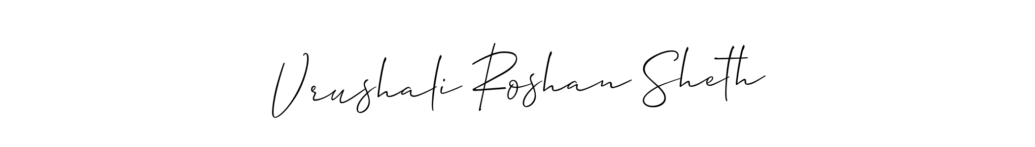 Design your own signature with our free online signature maker. With this signature software, you can create a handwritten (Allison_Script) signature for name Vrushali Roshan Sheth. Vrushali Roshan Sheth signature style 2 images and pictures png