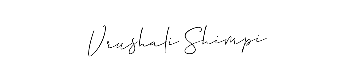 Allison_Script is a professional signature style that is perfect for those who want to add a touch of class to their signature. It is also a great choice for those who want to make their signature more unique. Get Vrushali Shimpi name to fancy signature for free. Vrushali Shimpi signature style 2 images and pictures png