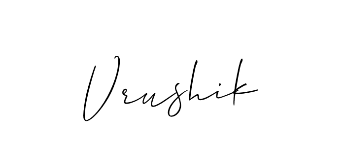 if you are searching for the best signature style for your name Vrushik. so please give up your signature search. here we have designed multiple signature styles  using Allison_Script. Vrushik signature style 2 images and pictures png