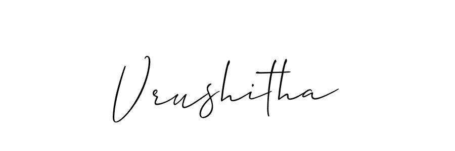Use a signature maker to create a handwritten signature online. With this signature software, you can design (Allison_Script) your own signature for name Vrushitha. Vrushitha signature style 2 images and pictures png