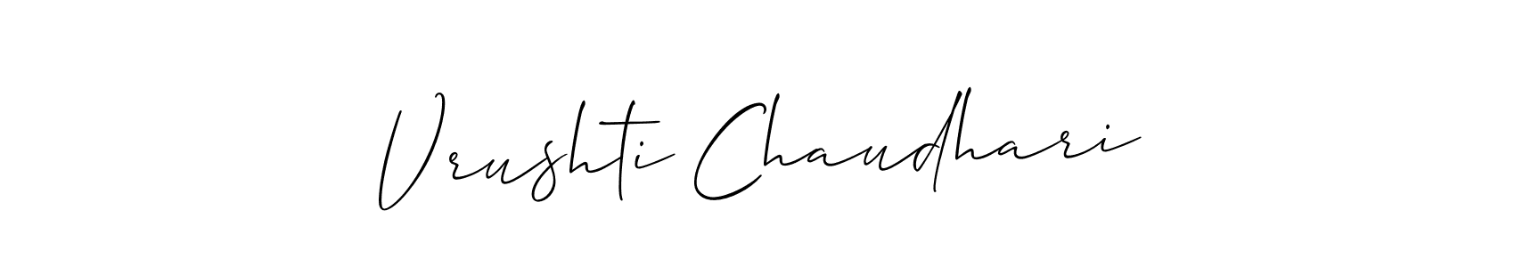 This is the best signature style for the Vrushti Chaudhari name. Also you like these signature font (Allison_Script). Mix name signature. Vrushti Chaudhari signature style 2 images and pictures png