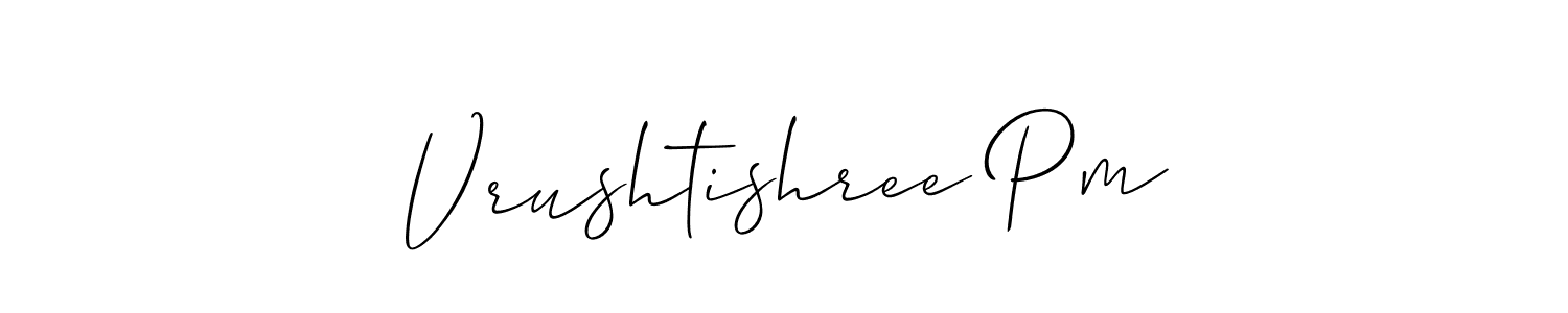 How to make Vrushtishree Pm name signature. Use Allison_Script style for creating short signs online. This is the latest handwritten sign. Vrushtishree Pm signature style 2 images and pictures png