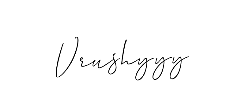 Make a short Vrushyyy signature style. Manage your documents anywhere anytime using Allison_Script. Create and add eSignatures, submit forms, share and send files easily. Vrushyyy signature style 2 images and pictures png