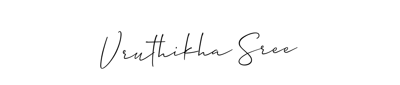 Similarly Allison_Script is the best handwritten signature design. Signature creator online .You can use it as an online autograph creator for name Vruthikha Sree. Vruthikha Sree signature style 2 images and pictures png