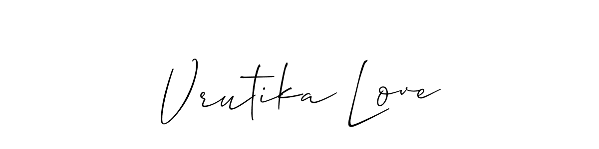 Also we have Vrutika Love name is the best signature style. Create professional handwritten signature collection using Allison_Script autograph style. Vrutika Love signature style 2 images and pictures png