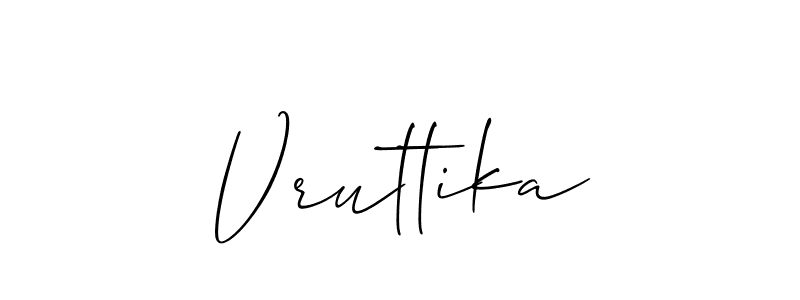 The best way (Allison_Script) to make a short signature is to pick only two or three words in your name. The name Vruttika include a total of six letters. For converting this name. Vruttika signature style 2 images and pictures png