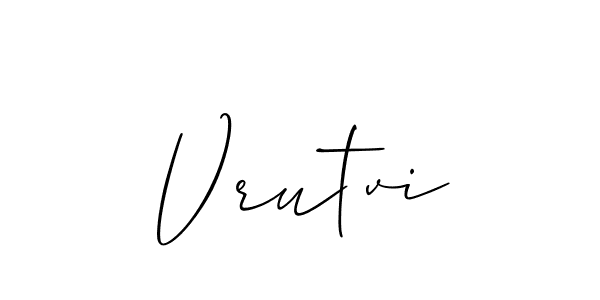 How to make Vrutvi name signature. Use Allison_Script style for creating short signs online. This is the latest handwritten sign. Vrutvi signature style 2 images and pictures png