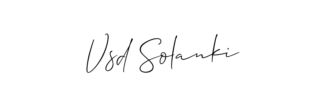 Make a beautiful signature design for name Vsd Solanki. With this signature (Allison_Script) style, you can create a handwritten signature for free. Vsd Solanki signature style 2 images and pictures png