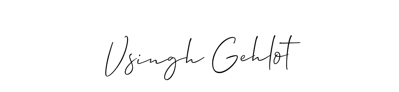 Use a signature maker to create a handwritten signature online. With this signature software, you can design (Allison_Script) your own signature for name Vsingh Gehlot. Vsingh Gehlot signature style 2 images and pictures png