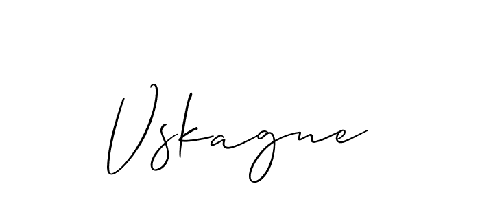 Make a short Vskagne signature style. Manage your documents anywhere anytime using Allison_Script. Create and add eSignatures, submit forms, share and send files easily. Vskagne signature style 2 images and pictures png