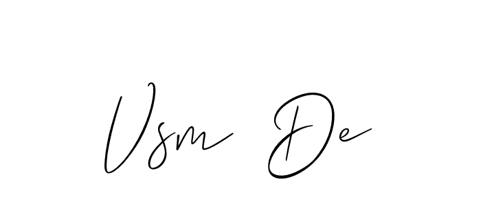 How to make Vsm  De name signature. Use Allison_Script style for creating short signs online. This is the latest handwritten sign. Vsm  De signature style 2 images and pictures png