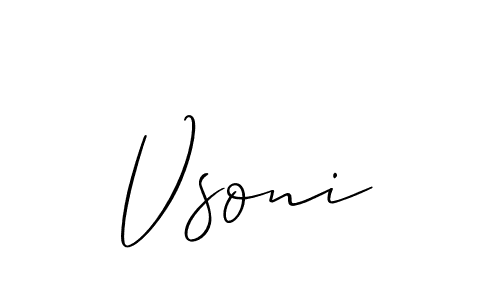 Make a beautiful signature design for name Vsoni. With this signature (Allison_Script) style, you can create a handwritten signature for free. Vsoni signature style 2 images and pictures png