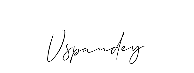 Make a beautiful signature design for name Vspandey. With this signature (Allison_Script) style, you can create a handwritten signature for free. Vspandey signature style 2 images and pictures png