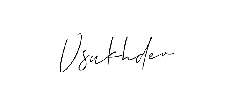 How to make Vsukhdev name signature. Use Allison_Script style for creating short signs online. This is the latest handwritten sign. Vsukhdev signature style 2 images and pictures png