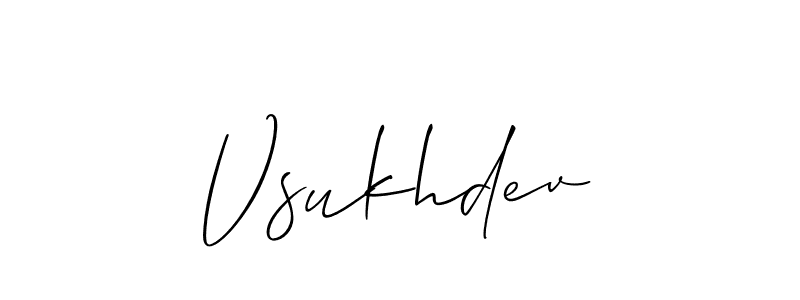 The best way (Allison_Script) to make a short signature is to pick only two or three words in your name. The name Vsukhdev include a total of six letters. For converting this name. Vsukhdev signature style 2 images and pictures png