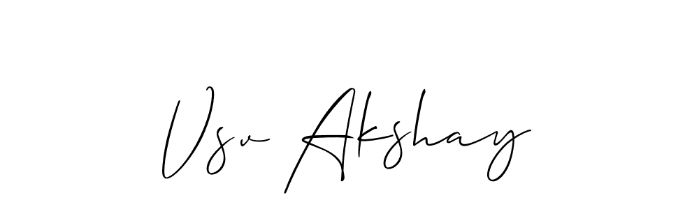 How to make Vsv Akshay name signature. Use Allison_Script style for creating short signs online. This is the latest handwritten sign. Vsv Akshay signature style 2 images and pictures png