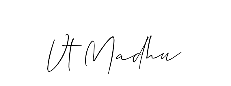 Similarly Allison_Script is the best handwritten signature design. Signature creator online .You can use it as an online autograph creator for name Vt Madhu. Vt Madhu signature style 2 images and pictures png