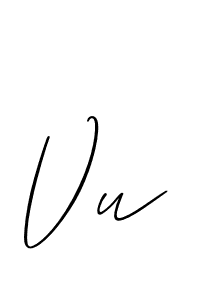 The best way (Allison_Script) to make a short signature is to pick only two or three words in your name. The name Vu include a total of six letters. For converting this name. Vu signature style 2 images and pictures png