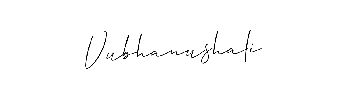 Create a beautiful signature design for name Vubhanushali. With this signature (Allison_Script) fonts, you can make a handwritten signature for free. Vubhanushali signature style 2 images and pictures png
