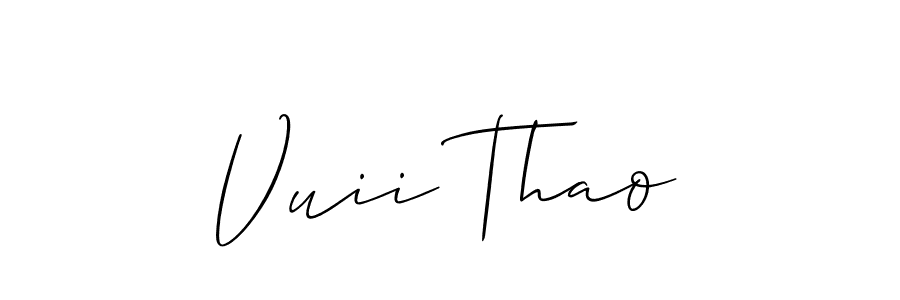 Create a beautiful signature design for name Vuii Thao. With this signature (Allison_Script) fonts, you can make a handwritten signature for free. Vuii Thao signature style 2 images and pictures png