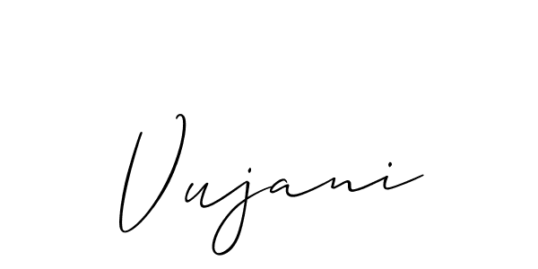 Create a beautiful signature design for name Vujani. With this signature (Allison_Script) fonts, you can make a handwritten signature for free. Vujani signature style 2 images and pictures png