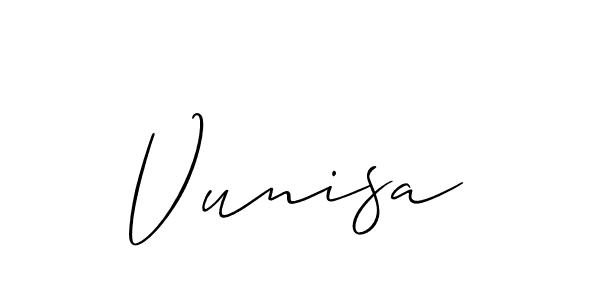 Make a short Vunisa signature style. Manage your documents anywhere anytime using Allison_Script. Create and add eSignatures, submit forms, share and send files easily. Vunisa signature style 2 images and pictures png