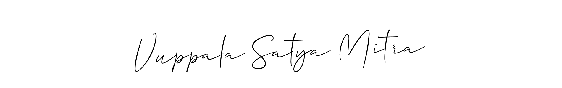 How to make Vuppala Satya Mitra name signature. Use Allison_Script style for creating short signs online. This is the latest handwritten sign. Vuppala Satya Mitra signature style 2 images and pictures png