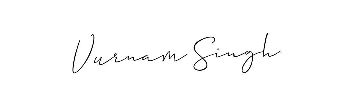 Design your own signature with our free online signature maker. With this signature software, you can create a handwritten (Allison_Script) signature for name Vurnam Singh. Vurnam Singh signature style 2 images and pictures png