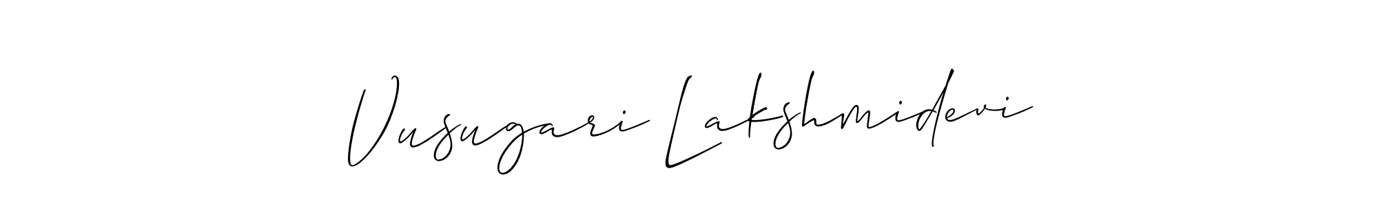 Make a beautiful signature design for name Vusugari Lakshmidevi. With this signature (Allison_Script) style, you can create a handwritten signature for free. Vusugari Lakshmidevi signature style 2 images and pictures png