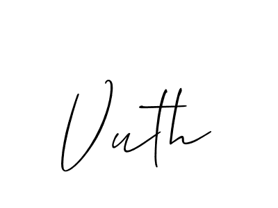 Similarly Allison_Script is the best handwritten signature design. Signature creator online .You can use it as an online autograph creator for name Vuth. Vuth signature style 2 images and pictures png