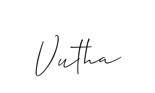Also we have Vutha name is the best signature style. Create professional handwritten signature collection using Allison_Script autograph style. Vutha signature style 2 images and pictures png