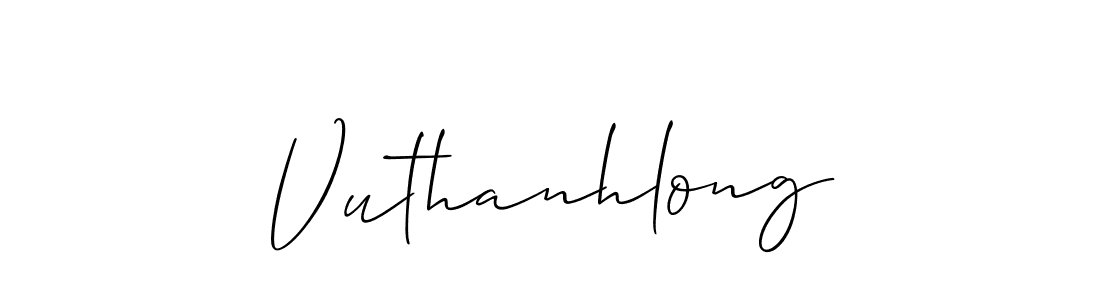 if you are searching for the best signature style for your name Vuthanhlong. so please give up your signature search. here we have designed multiple signature styles  using Allison_Script. Vuthanhlong signature style 2 images and pictures png