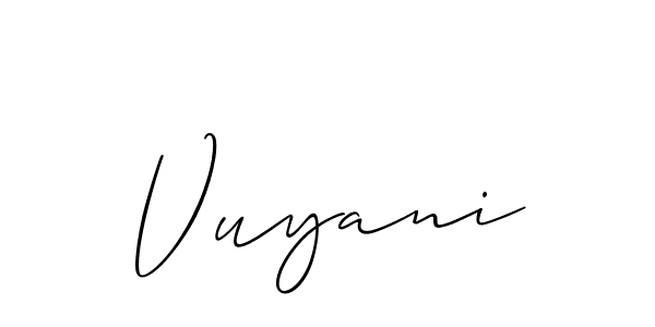 Allison_Script is a professional signature style that is perfect for those who want to add a touch of class to their signature. It is also a great choice for those who want to make their signature more unique. Get Vuyani name to fancy signature for free. Vuyani signature style 2 images and pictures png
