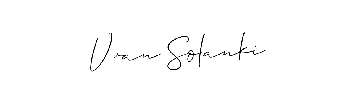 How to make Vvan Solanki name signature. Use Allison_Script style for creating short signs online. This is the latest handwritten sign. Vvan Solanki signature style 2 images and pictures png