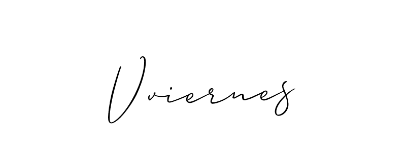 How to make Vviernes signature? Allison_Script is a professional autograph style. Create handwritten signature for Vviernes name. Vviernes signature style 2 images and pictures png