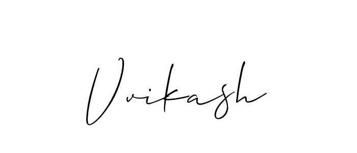 How to Draw Vvikash signature style? Allison_Script is a latest design signature styles for name Vvikash. Vvikash signature style 2 images and pictures png