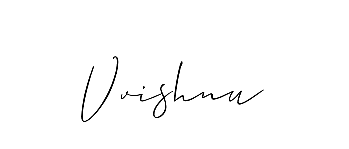 Use a signature maker to create a handwritten signature online. With this signature software, you can design (Allison_Script) your own signature for name Vvishnu. Vvishnu signature style 2 images and pictures png