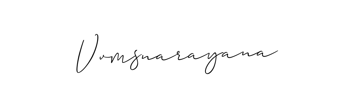 Allison_Script is a professional signature style that is perfect for those who want to add a touch of class to their signature. It is also a great choice for those who want to make their signature more unique. Get Vvmsnarayana name to fancy signature for free. Vvmsnarayana signature style 2 images and pictures png