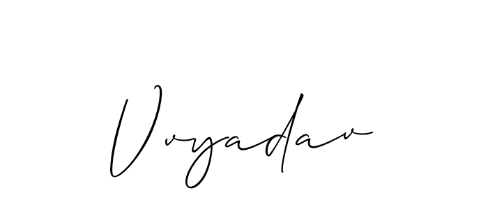 Make a beautiful signature design for name Vvyadav. With this signature (Allison_Script) style, you can create a handwritten signature for free. Vvyadav signature style 2 images and pictures png