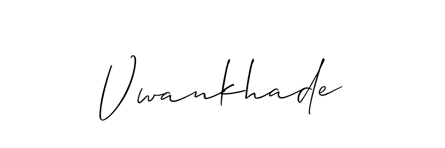 The best way (Allison_Script) to make a short signature is to pick only two or three words in your name. The name Vwankhade include a total of six letters. For converting this name. Vwankhade signature style 2 images and pictures png