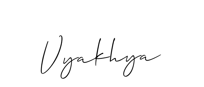 How to make Vyakhya signature? Allison_Script is a professional autograph style. Create handwritten signature for Vyakhya name. Vyakhya signature style 2 images and pictures png